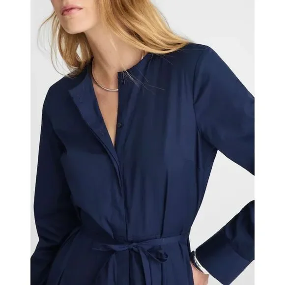 Madewell Tie-Waist Midi Shirtdress Midnight Navy Size 10 NWT NX636 - Picture 5 of 12